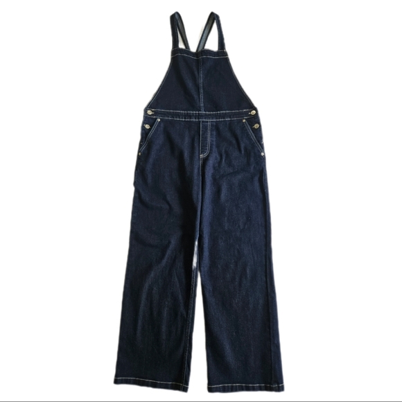 FREE ASSEMBLY KIDS GIRLS OVERALLS DARK BLUE DENIM SIZE 18 PREOWNED - Picture 7 of 15